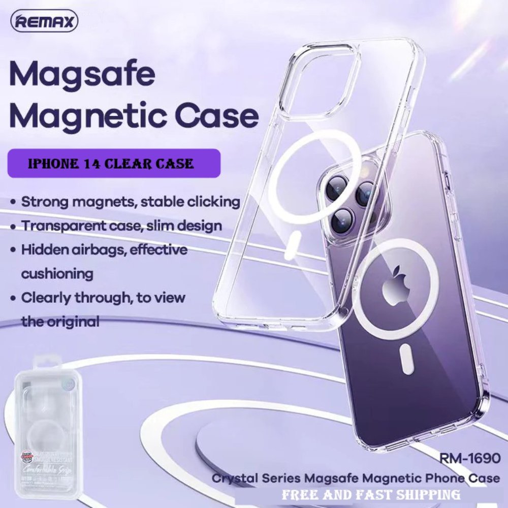 New Remax MagSaf magnetic charging transparent iPhone 14 Clear Creative Case